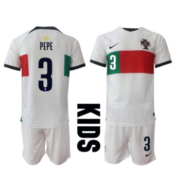 Portugal Pepe #3 Bortaställ Barn VM 2022 Kortärmad (+ Korta byxor)
